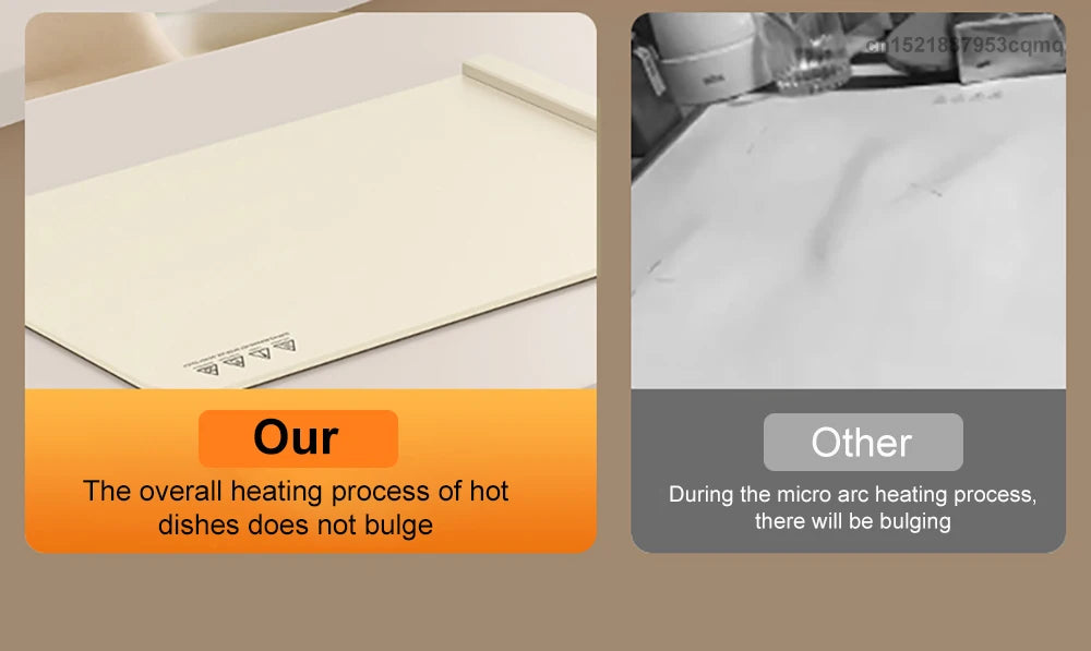 Electric Food Warmer Plate 10s Fast Heating Food Warmer Mat Foldable Dining Table Food Warming Tray Tem Settings Food Heat Plate