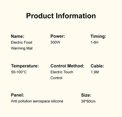 Electric Food Warmer Plate 10s Fast Heating Food Warmer Mat Foldable Dining Table Food Warming Tray Tem Settings Food Heat Plate